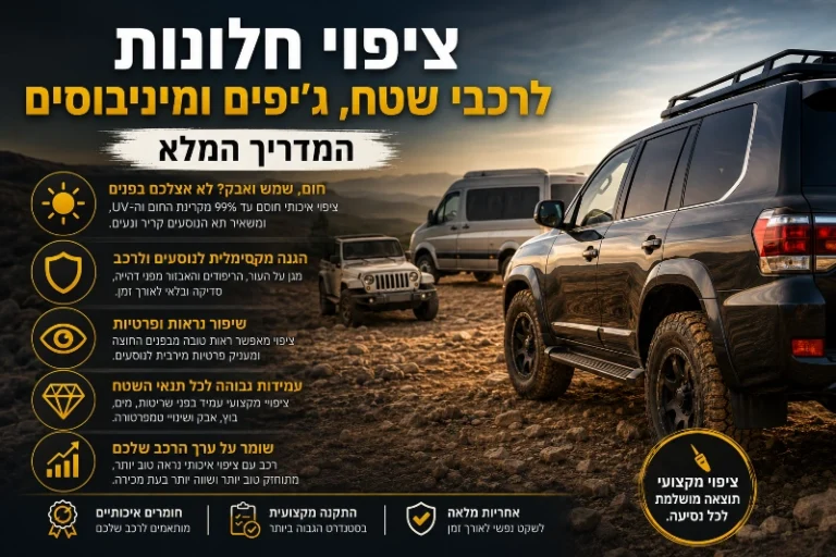 ציפוי חלונות לרכבי שטח, ג'יפים ומיניבוסים – המדריך המלא